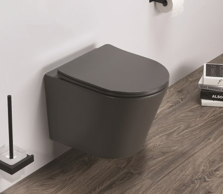 Унитаз подвесной CeramaLux B2330-2MDH серо-матовый 