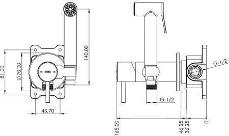 Гигиенический душ со смесителем Teska Pulito BTK6800 Хром 