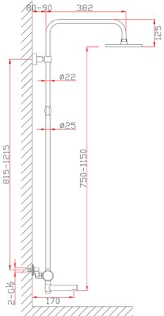 Душевая система Bronze de Luxe Avantgarde 2039RH Черная Красная 