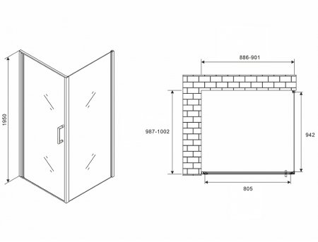 Душевой уголок Abber Sonnenstrand 90х100 AG04090M-S100M профиль Хром стекло матовое 