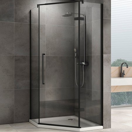 Душевой уголок Abber Ewiges Wasser 80х80 AG05080B профиль Черный стекло прозрачное 