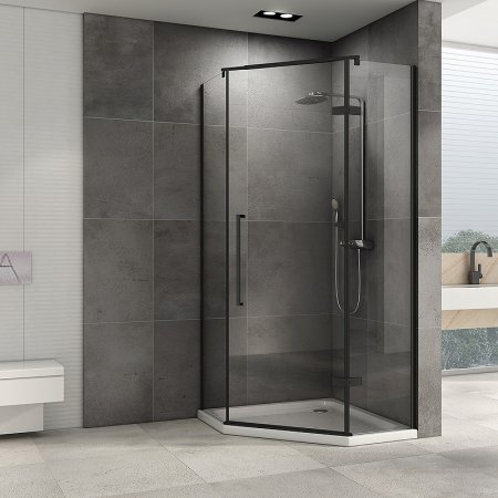 Душевой уголок Abber Ewiges Wasser 80х80 AG05080B профиль Черный стекло прозрачное 