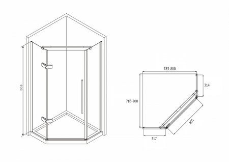Душевой уголок Abber Ewiges Wasser 80х80 AG05080B профиль Черный стекло прозрачное 