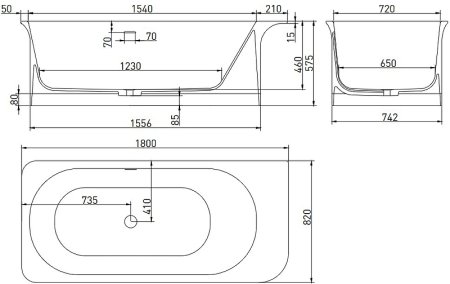 Ванна из искусственного камня Salini Ninfea 180х82 102721MRF покраска по RAL полностью матовая 