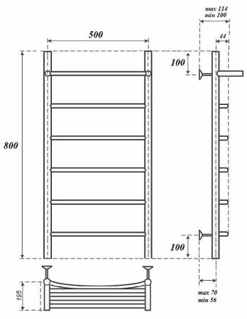 Электрический полотенцесушитель Point Афина PN04158PE П5 500x800 с полкой левый/правый Хром 