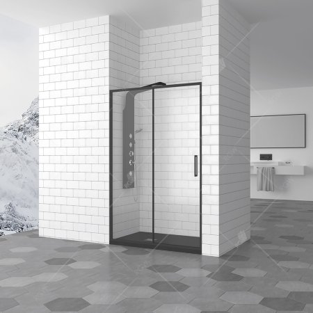 Душевая дверь в нишу RGW Stilvoll SV-13B 1000x1950 профиль черный, стекло прозрачное 