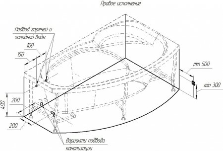 Акриловая ванна Radomir Vannesa София R 170x100 