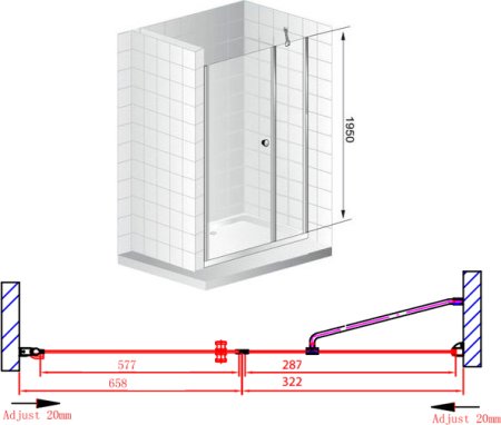 Душевая дверь в нишу Cezares Elena W B11 30/70 C Cr 