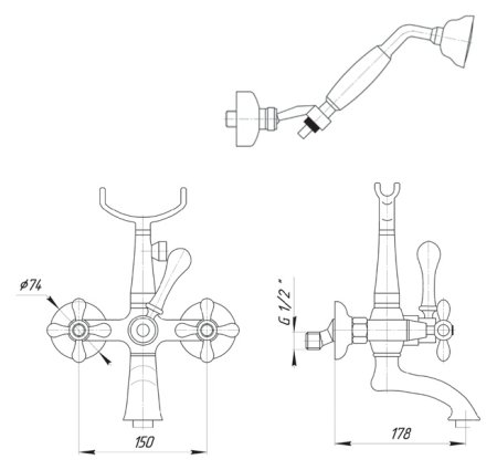 Смеситель Migliore Beatrice ML.BTC-102 Cr для ванны с душем 