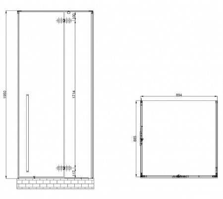 Душевой уголок Abber Eins 90х90 AG06099B профиль Черный стекло прозрачное 