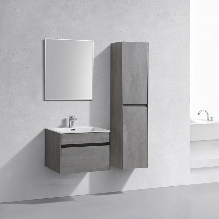 Мебель для ванной Vincea Chiara 600 подвесная, 1 ящик, Cement (белая раковина) 