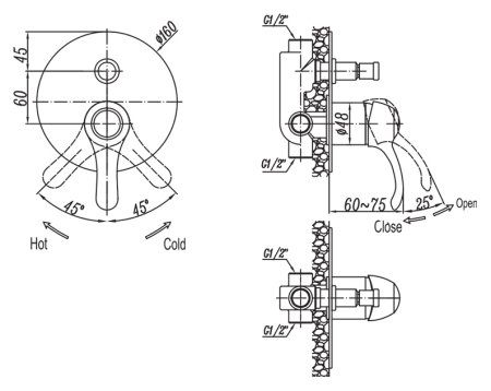 Смеситель Cezares Lira LIRA-VDIM-03 для ванны с душем 