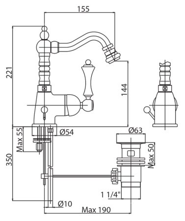 Смеситель Cezares Margot MARGOT-BSM2-02-M для биде 