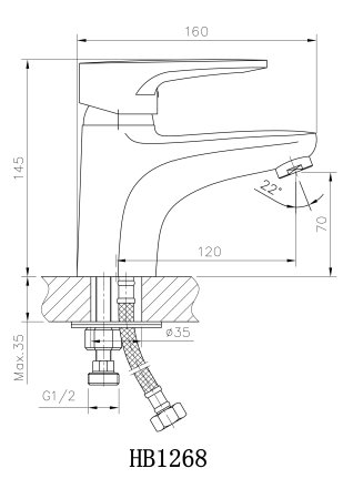 Смеситель однорычажный гигиенический HAIBA HB1268 хром 