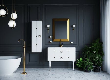 Шкаф пенал Boheme Armadi Art Vallessi Avantgarde Piazza 35 844-WG подвесной Белый Золото 