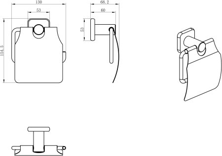 Держатель для туалетной бумаги с крышкой WONZON & WOGHAND, Хром (WW-V1802-CR) 