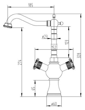 Смеситель Zorg Antic A 3004K-SL для кухонной мойки 