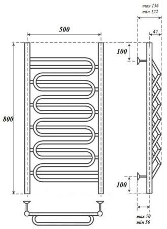 Полотенцесушитель электрический Point Юпитер премиум PN01158SE П7 500x800 левый/правый, хром 