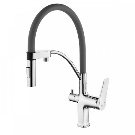 Смеситель Lemark Comfort LM3074C-Gray для кухонной мойки, хром/серый 