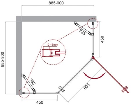 Душевой уголок BelBagno Etna 90х90 ETNA-P-1-90-C-Cr профиль Хром стекло прозрачное 