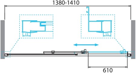 Душевая дверь BelBagno Due 140 DUE-BF-1-140-C-Cr профиль Хром стекло прозрачное 