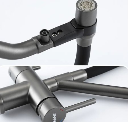 Смеситель для кухни Gappo G4398-89 Оружейная сталь Черный 