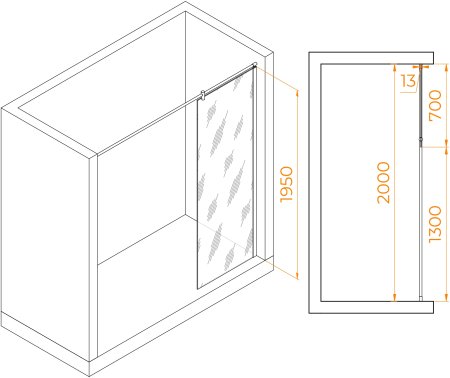 Душевая перегородка RGW WA-034 700 