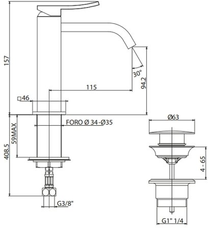 Смеситель для раковины Gattoni Ely 8842/88С0 Хром 