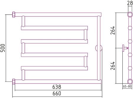 Водяной полотенцесушитель Сунержа High-Tech L 500x650 30-0052-5065 Белый матовый 