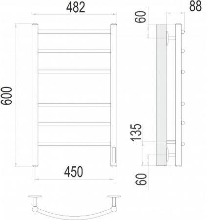 Электрический полотенцесушитель Terminus Классик П6 450х600 4670078527561 Белый матовый 