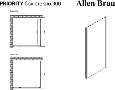 Душевая стенка Allen Brau Priority 90 3.31017.BA профиль Серебро брашированное стекло прозрачное 