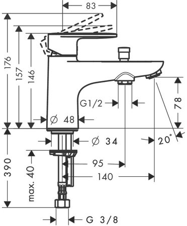 Смеситель на борт ванны Hansgrohe Vernis Blend 71444000 Хром 