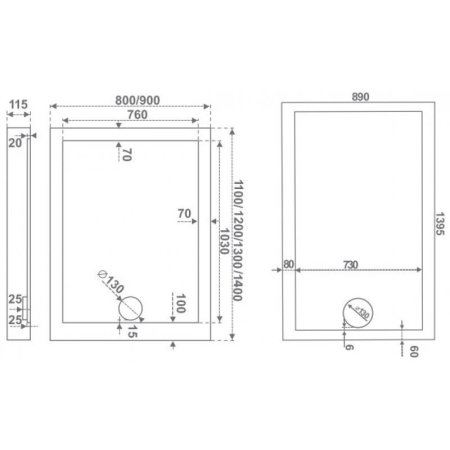 Поддон для душа Bas Олимпик 140х90 акриловый 