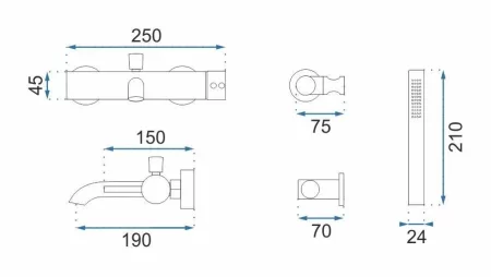 Смеситель для ванны Rea Lungo REA-B8010 