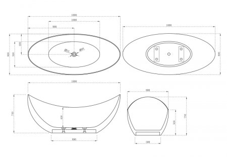 Ванна из искусственного камня ABBER Stein AS9633 белая матовая 