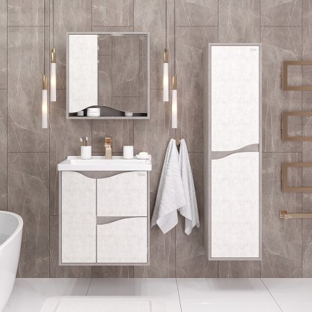 Тумба с раковиной Onika Брендон 60.13 камень светлый / бетон крем 