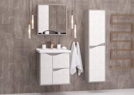 Тумба с раковиной Onika Брендон 60.13 камень светлый / бетон крем 