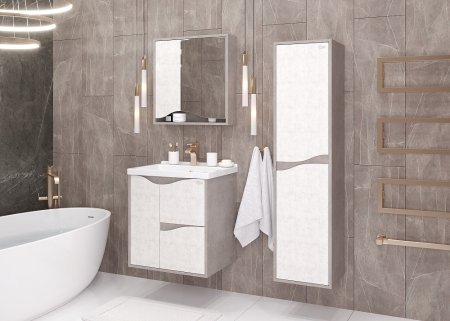 Тумба с раковиной Onika Брендон 60.13 камень светлый / бетон крем 