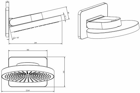 Верхний душ Vincea Inspire VSHD-3I1CMB Черный матовый 