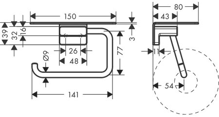 Держатель туалетной бумаги Hansgrohe AddStoris 41772000 с полкой Хром 