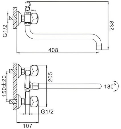 Смеситель для ванны Frap H26 F2626-2 универсальный Хром 