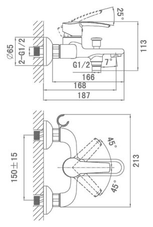 Смеситель D&K Valerius Rhein DA1363201 для ванны с душем 