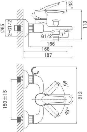 Смеситель D&K Valerius Rhein DA1363201 для ванны с душем 