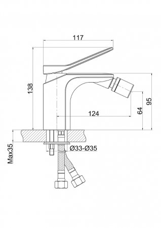 Смеситель для биде Cersanit Odra 63053 Хром 