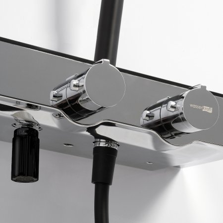 Душевая система WasserKRAFT Abens A114.162.218.CB Thermo с термостатом Черная матовая Хром 