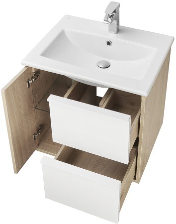 Тумба под раковину Aquaton Бостон 60 1A252501BN010 подвесная Дуб эврика Белый 