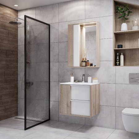 Тумба под раковину Aquaton Бостон 60 1A252501BN010 подвесная Дуб эврика Белый 