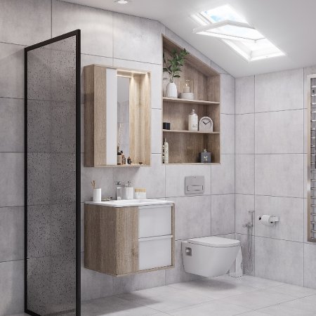 Тумба под раковину Aquaton Бостон 60 1A252501BN010 подвесная Дуб эврика Белый 