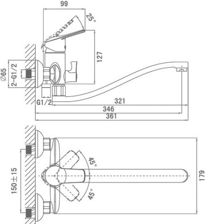 Смеситель D&K Arbeo Bayern DA1243301 универсальный 