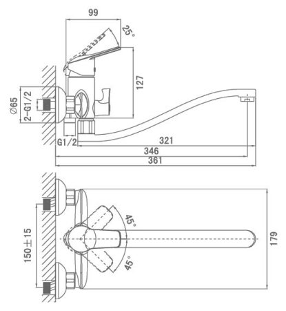 Смеситель D&K Arbeo Bayern DA1243301 универсальный 
